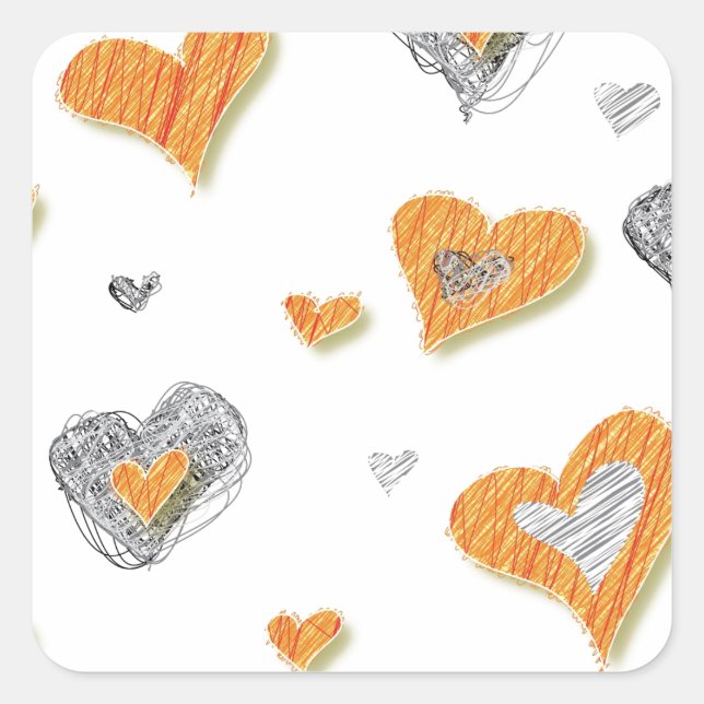 Sticker Carré Cadeaux motifs griffés tendance gris orange (Devant)