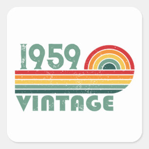 Sticker Carré Cadeaux personnalisés vintages 65e anniversaire