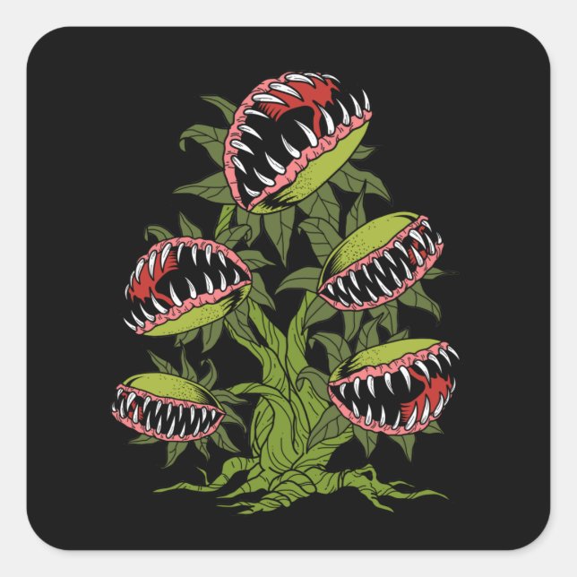 Sticker Carré Cadeaux Plantes carnivores Monster Vénus Piège Vol (Devant)