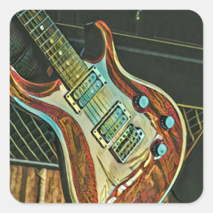 Sticker Carré Cadeaux pour guitariste