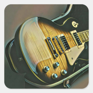Sticker Carré Cadeaux pour guitariste