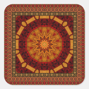 Sticker Carré Cadre carrelé avec le mandala d'or