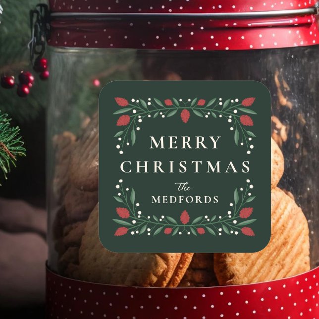 Sticker Carré Cadre classique élégant Noël personnalisé (Créateur téléchargé)