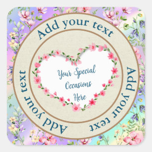 Sticker Carré Cadre de cœur floral élégant : pour chaque occasio