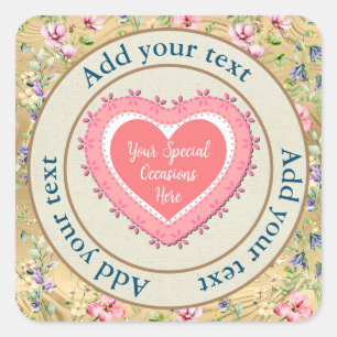 Sticker Carré Cadre de cœur floral élégant : pour chaque occasio