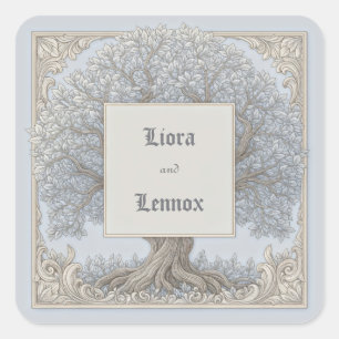 Sticker Carré Cadre de mariage en forme d'arbre noueux baroque b