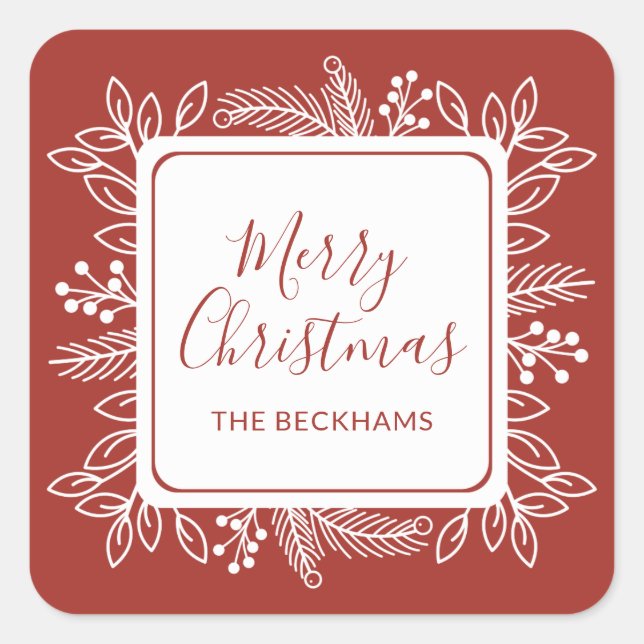 Sticker Carré Cadre de remplissage couleur personnalisé | Rouge  (Devant)