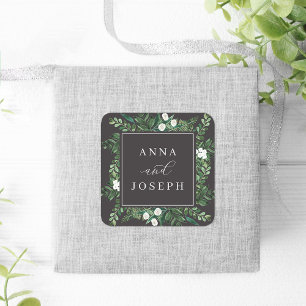 Sticker Carré Cadre de serre   Mariage botanique aquarelle