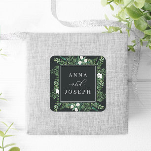 Sticker Carré Cadre de serre   Mariage botanique aquarelle