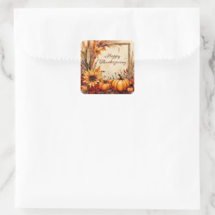 Sticker Carré Cadre de Thanksgiving Mix automnal