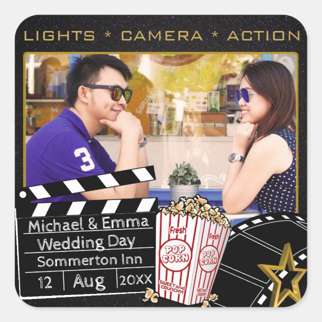 Sticker Carré Cadre d'Étoile de film personnalisé (Devant)