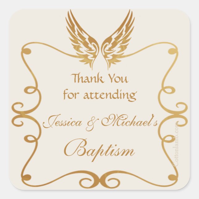 Sticker Carré Cadre d'or avec chevalet d'ailes (Devant)