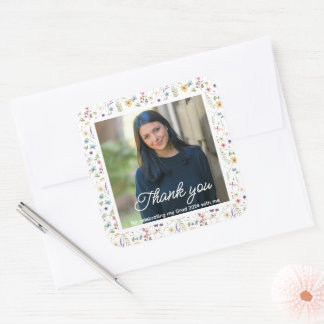 Sticker Carré Cadre Floral 1 Photo Merci Grad