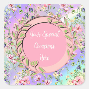 Sticker Carré Cadre Floral Élégant : pour Chaque Occasion