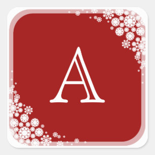 Sticker Carré Cadre Monogramme Red Christmas Holiday