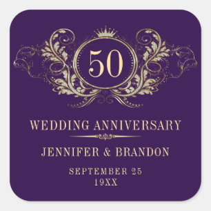 Sticker Carré Cadre or et argent avec couronne