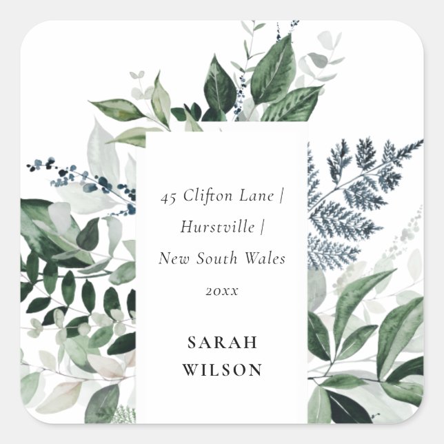 Sticker Carré Cadre vert or vert J'ai Déplacé l'adresse (Devant)