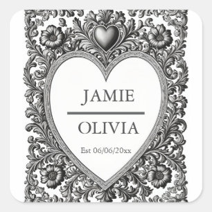 Sticker Carré Cadre Victorien Personnalisé - mariage