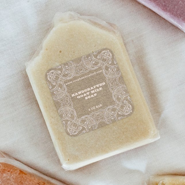 Sticker Carré Cadre Vintage rustique Sur Burplap Texture (Créateur téléchargé)