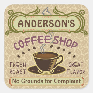 Sticker Carré Café avec Coupe Créez votre propre personnalisatio
