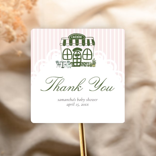 Sticker Carré Cafe Bebe Shower de Bébé Café  (Baby is Brewing Coffee Cafe Bebe Baby Shower Sticker)