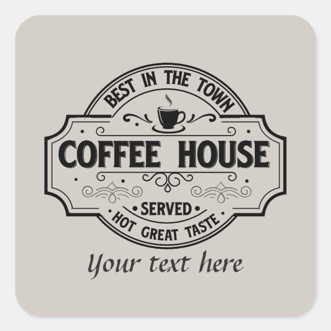 Sticker Carré Café cool personnalisable (Devant)