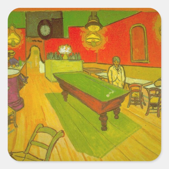 Sticker Carré Café de Nuit par Vincent van Gogh (Devant)