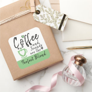 Sticker Carré Café et amis parfait mélange vert