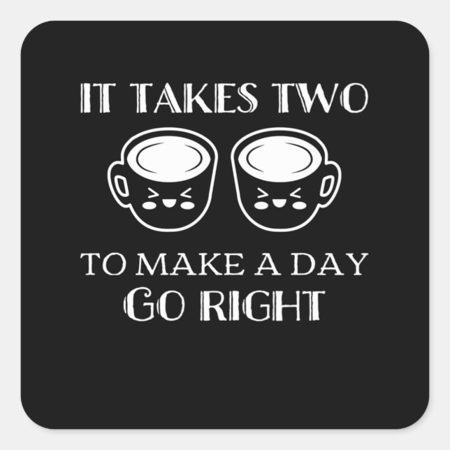 Sticker Carré Café Fatigué Caféine Se Lever Le Matin (Devant)