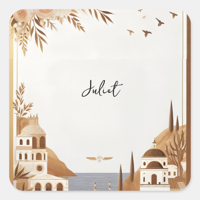 Sticker Carré Café Italien Sorrento Mariage Champêtre (Devant)