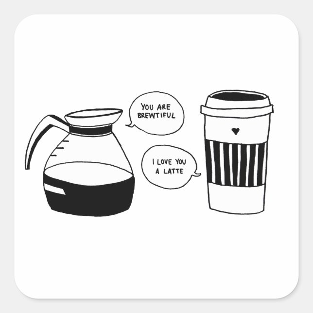 Sticker Carré Café Latte Valentine's Love (Devant)