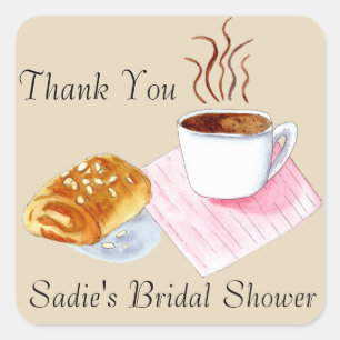 Sticker Carré Café Merci Avec Croissant Aux Amandes Douche