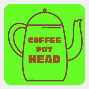 Sticker Carré CAFÉ POT TÊTE drôle de jeu de café idée cadeau