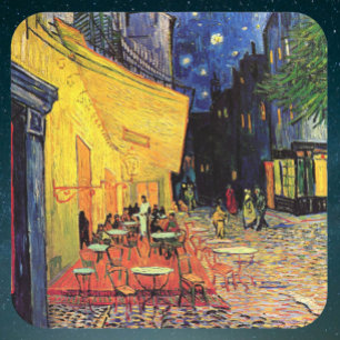 Sticker Carré Café Terrasse à la nuit par Vincent van Gogh