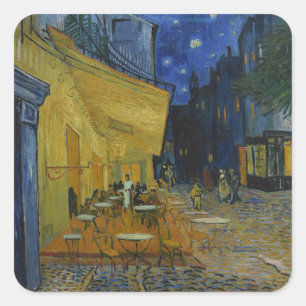 Sticker Carré Café Terrasse à la nuit par Vincent van Gogh