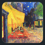 Sticker Carré Café Terrasse Place du Forum Van Gogh Art<br><div class="desc">Le Café Terrasse Place du Forum, Vincent van Gogh, Arles Septembre 1888. Le tableau est actuellement au musée Kröller-Müller à Otterlo, Pays-Bas. Vincent Willem van Gogh (30 mars 1853 - 29 juillet 1890) était un artiste postimpressionniste néerlandais. Certains de ses tableaux sont aujourd'hui parmi les oeuvres d'art les plus connues,...</div>