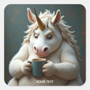Sticker Carré Café Unicorne Imaginaire mignon Wacky