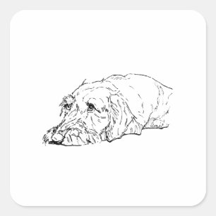 Sticker Carré Cahier Mignon - Dachshund à Poil Dur