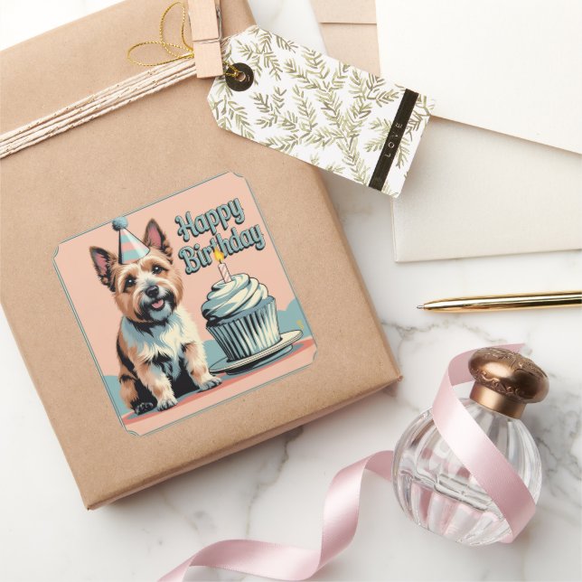 Sticker Carré Cairn Terrier Coloré (Cadeaux)