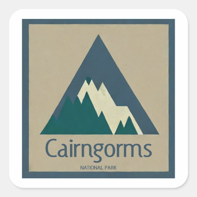 Sticker Carré Cairngorges National Park Scotland Rustic (Devant)