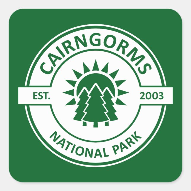 Sticker Carré Cairngorms National Park Scotland Sun Trees (Devant)