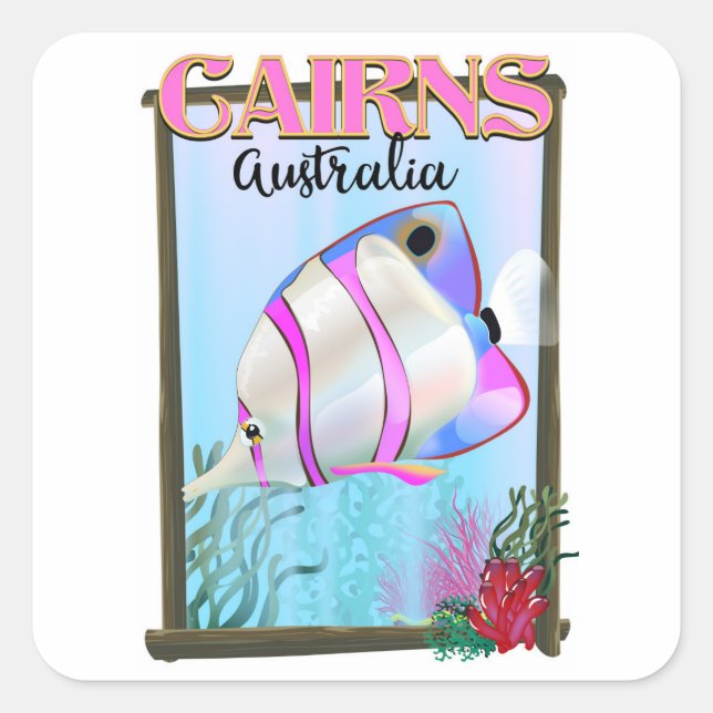 Sticker Carré Cairns Australia poster de vacances (Devant)