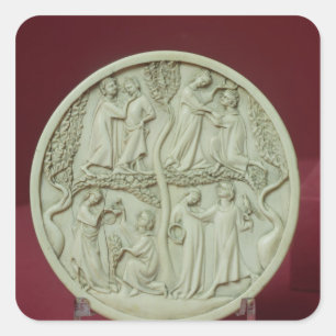 Sticker Carré Caisse de miroir dépeignant les scènes courtoise