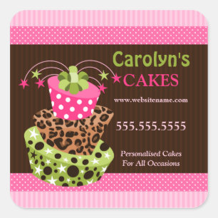 Sticker Carré Cake Boulangerie Business Box Seals