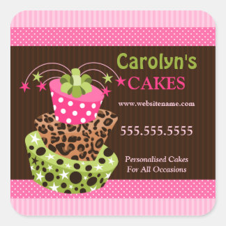 Sticker Carré Cake Boulangerie Business Box Seals