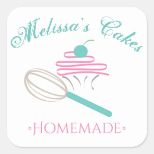 Sticker Carré Cake Logo Whisk Boulangerie Maison Chalkboard
