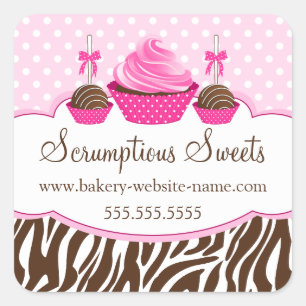 Sticker Carré Cake Pops Cupcake Boulangerie Coffret Cachets