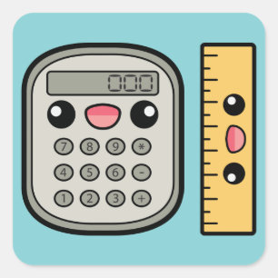 Sticker Carré Calculatrice Et Règle De Cute