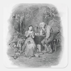 Sticker Carré Caleb Plummer et sa fille aveugle, de 'Charle