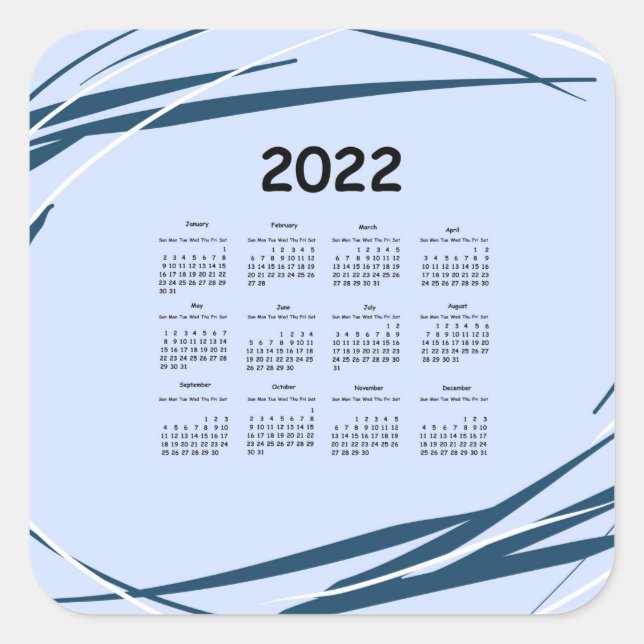 Sticker Carré Calendrier 2022. Planification des affaires, conce (Devant)